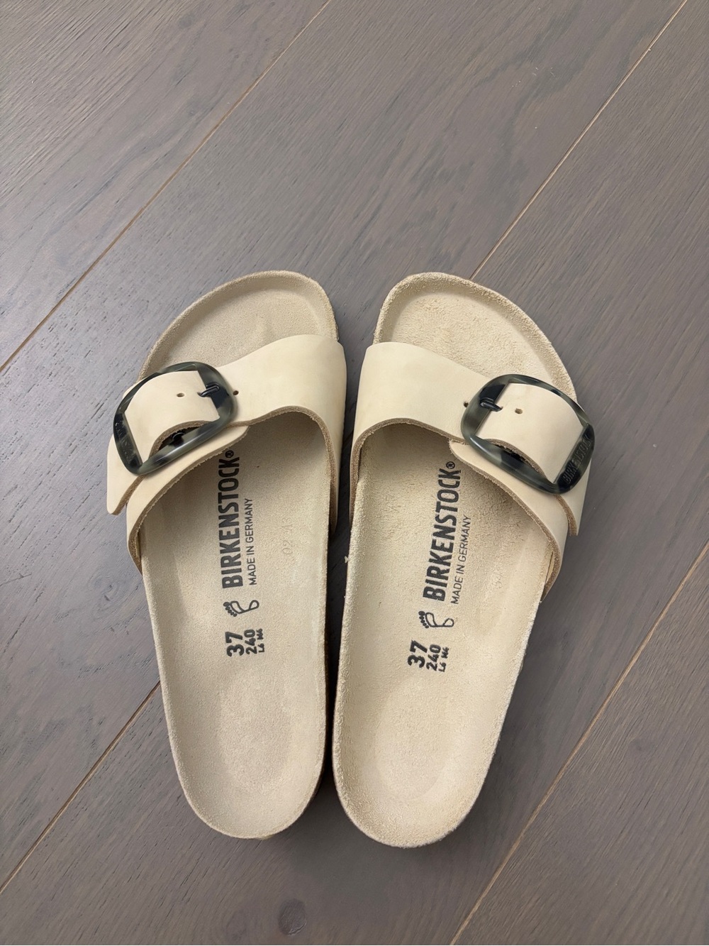 Birkenstock Almond Madrid Big Buckle Nubuck 37 NIB - Picture 2 of 5
